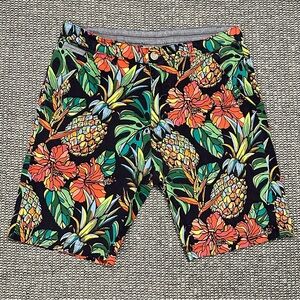 Vibrant Pineapple Floral Print Shorts